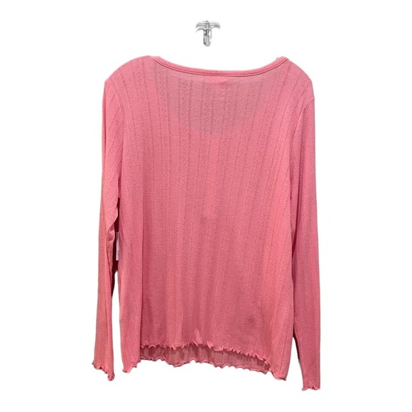 Style & Co. Pointelle Knit Henley Top Antique Peach Size Large - Picture 4 of 7